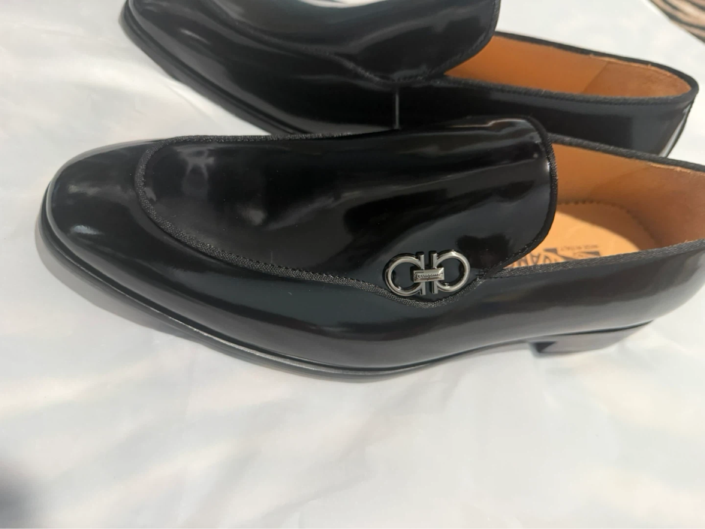 Salvatore Ferragamo Black Patent Leather Loafers Size 44 - photo 2