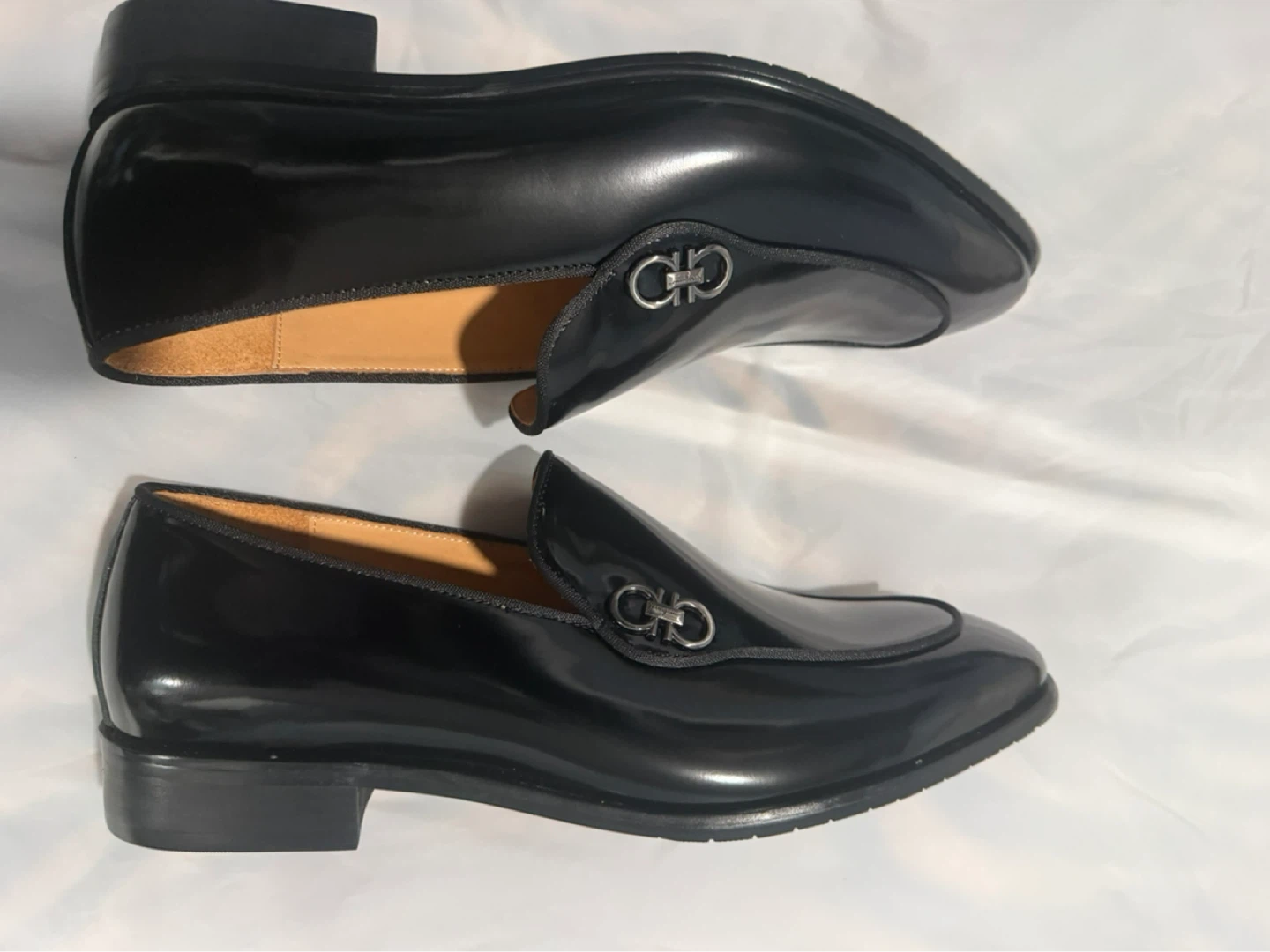 Salvatore Ferragamo Black Patent Leather Loafers Size 44 - photo 5