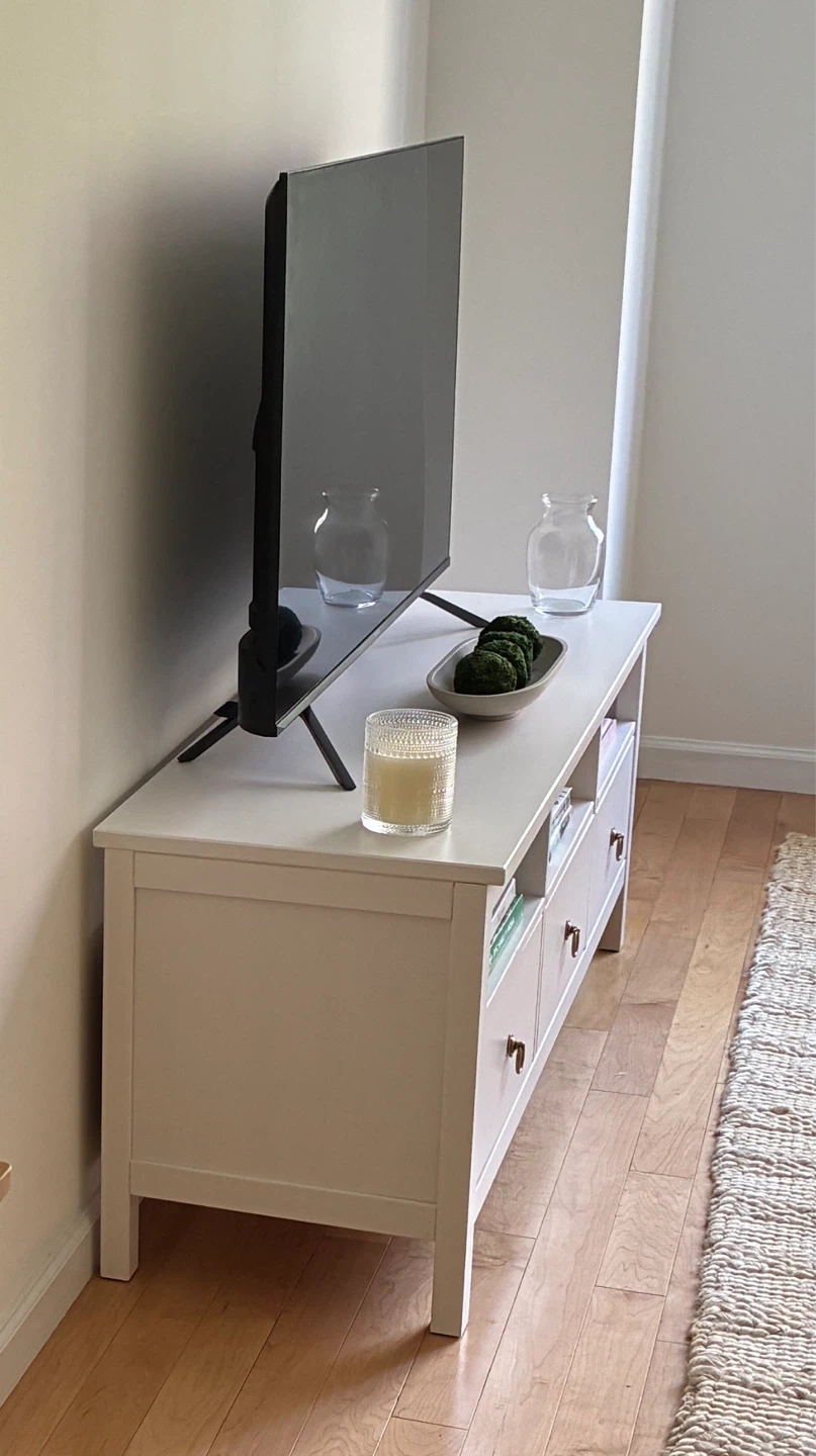 White TV Stand with 3 Drawers - photo 2