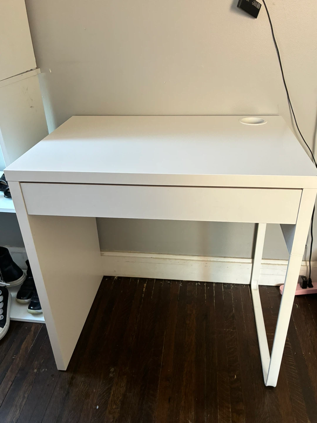 White Desk with Drawer and Cable Hole from ikea