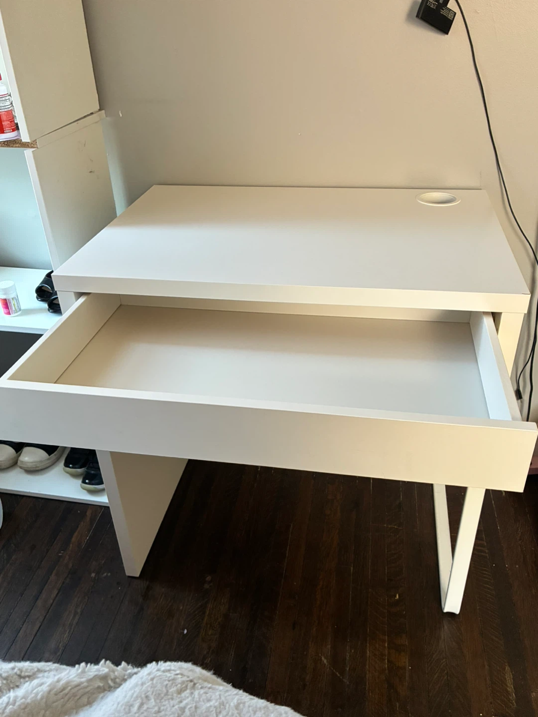 White Desk with Drawer and Cable Hole from ikea - photo 2