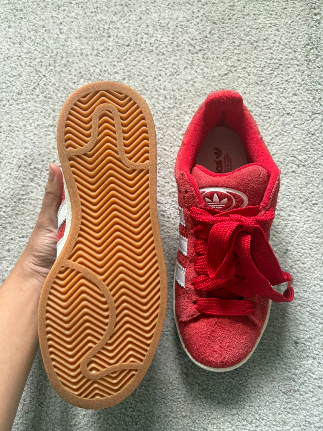Red Adidas Campus Sneakers Size 5 youth - photo 2
