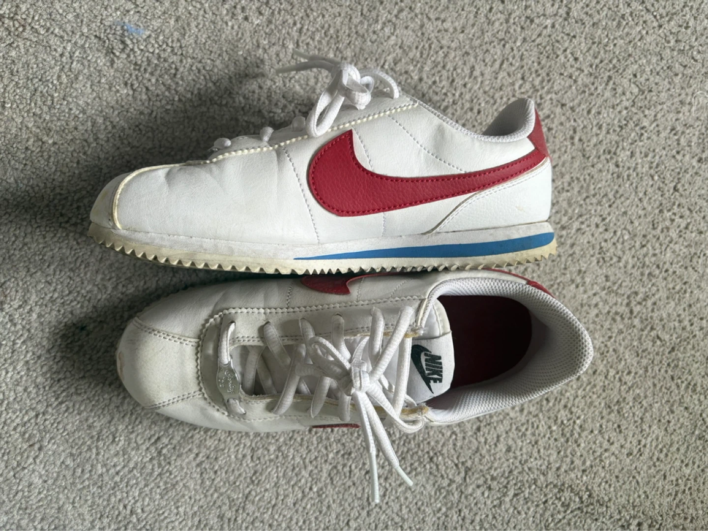 Nike Cortez Kids Shoes White Red Size 5Y - photo 2