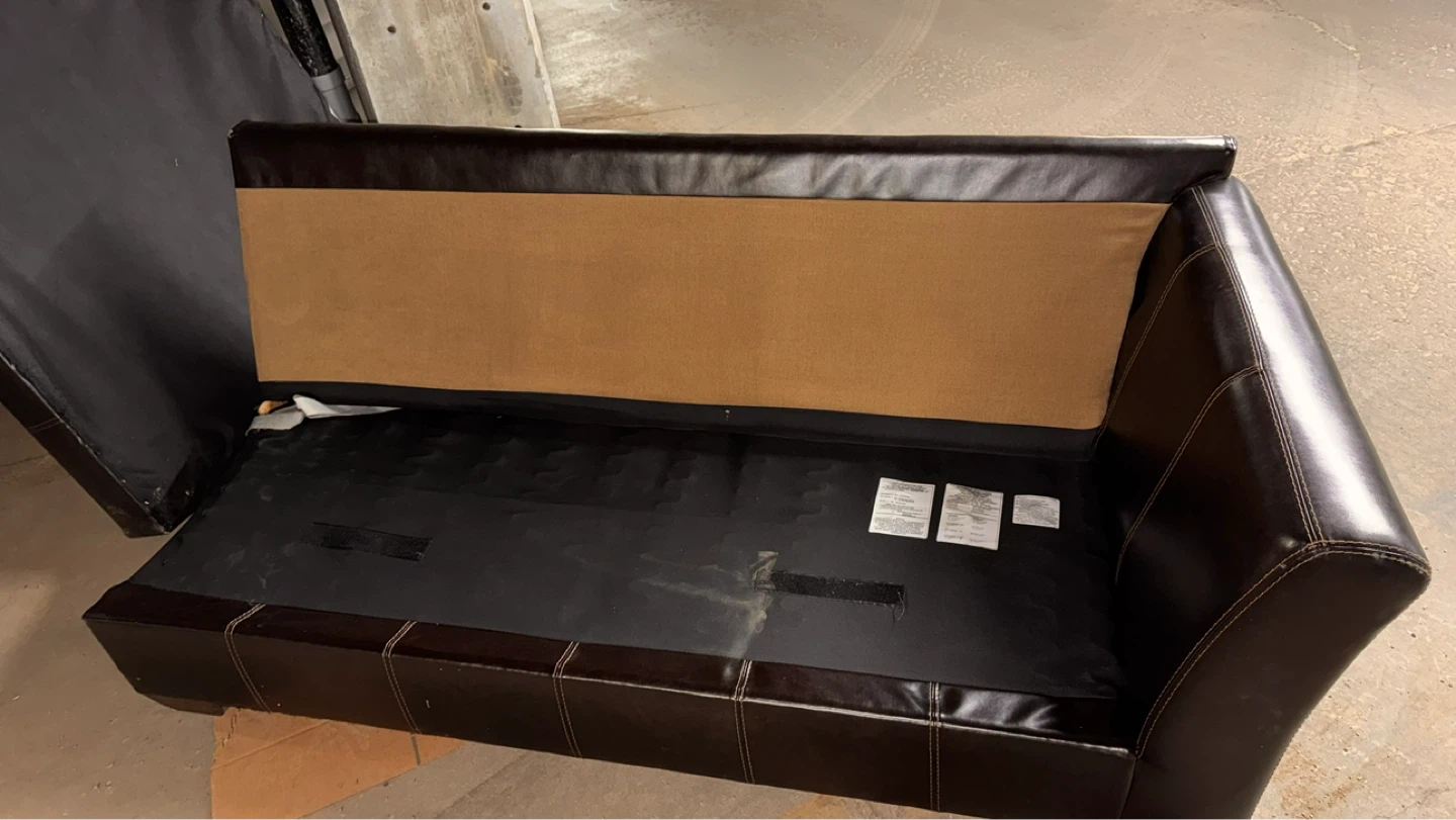 Brown Faux Leather Loveseat - photo 4
