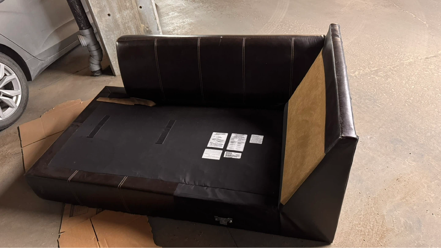 Brown Faux Leather Loveseat - photo 3