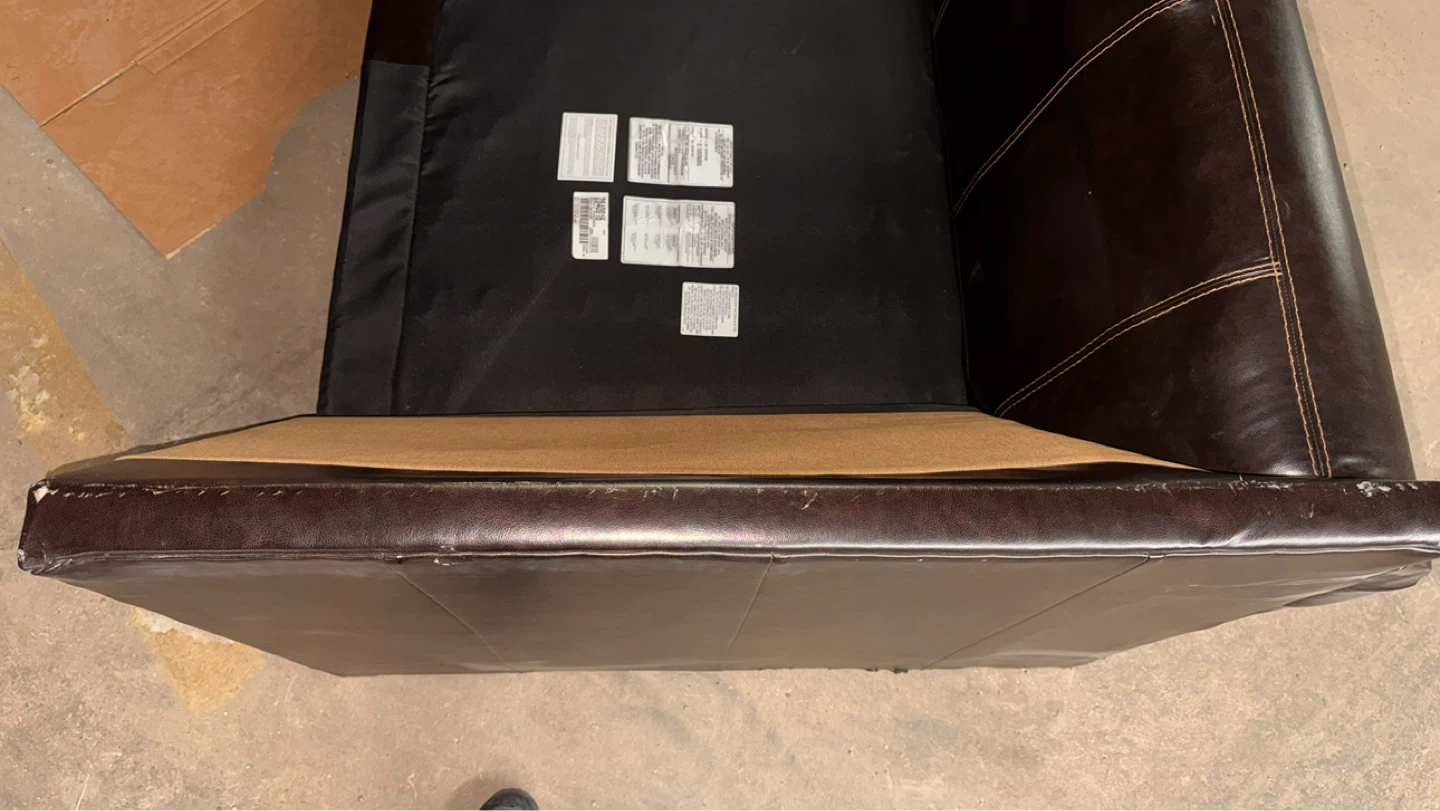 Brown Faux Leather Loveseat