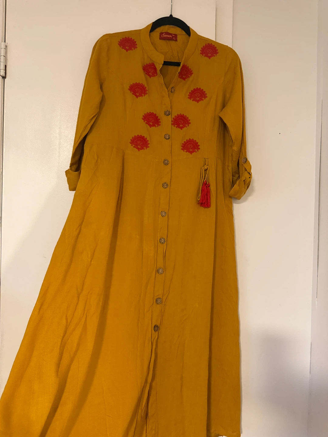 Saachi Yellow Kurti with Red Embroidery - photo 2
