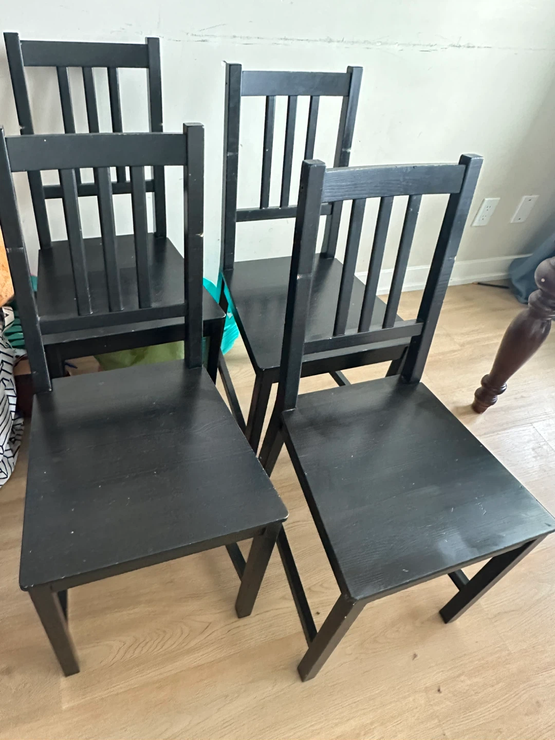 Set of 4 Black Wooden Dining Chairs Ikea - photo 2