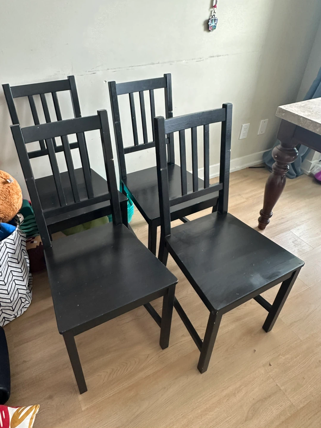 Set of 4 Black Wooden Dining Chairs Ikea