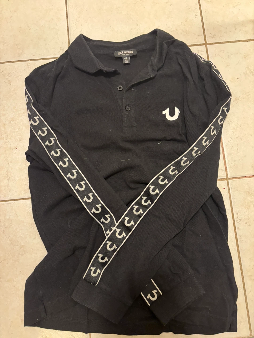 True Religion Long Sleeve Polo Shirt Black S/P