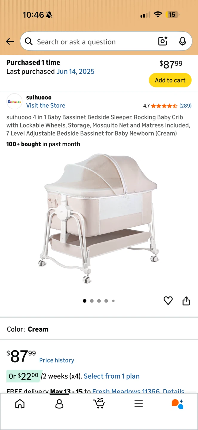 suihuooo 4-in-1 Bassinet Bedside Sleeper, Rocking Crib, Cream - photo 4