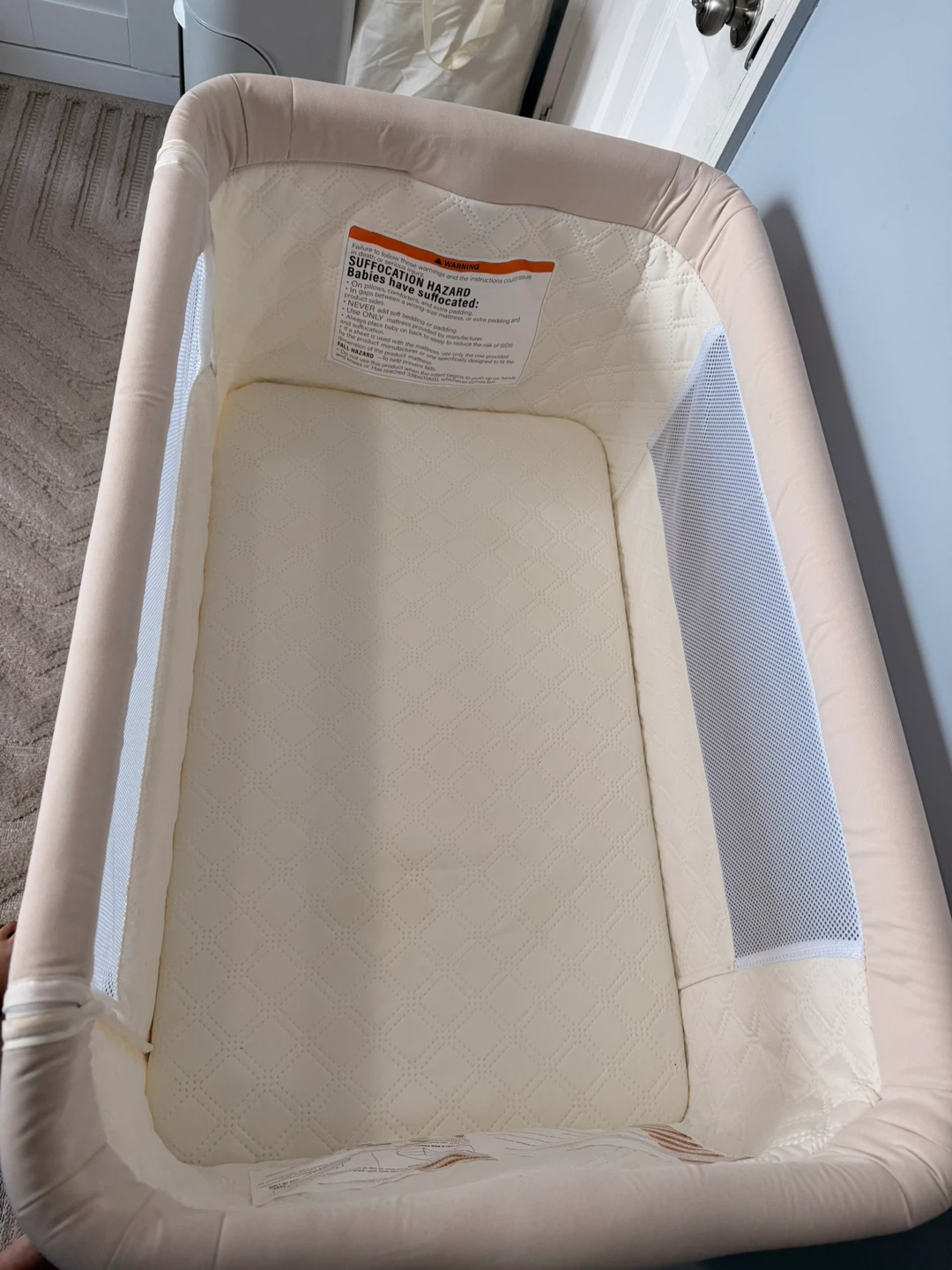 suihuooo 4-in-1 Bassinet Bedside Sleeper, Rocking Crib, Cream - photo 2