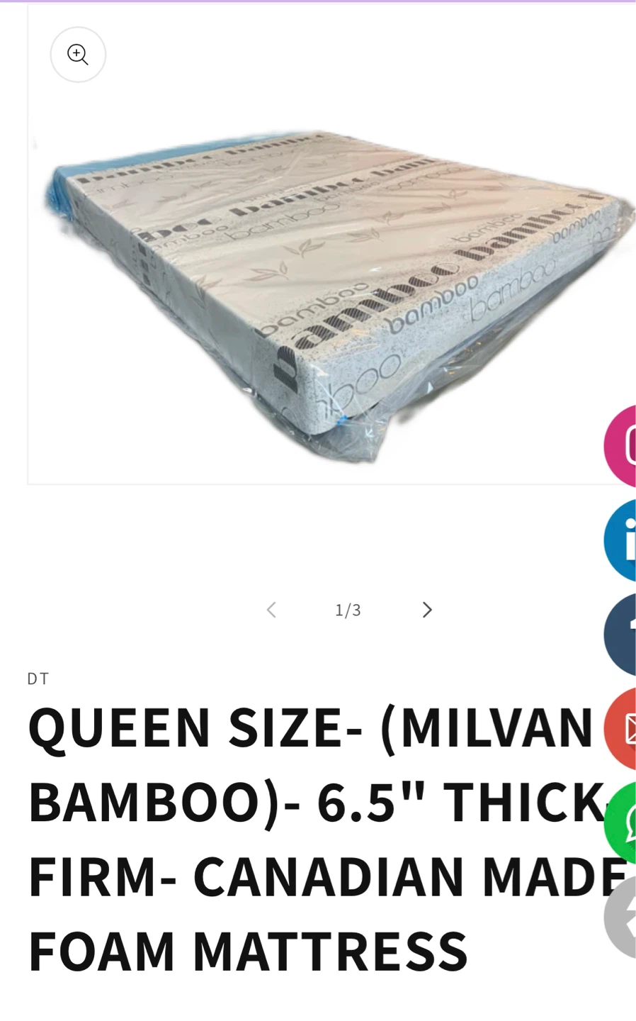 Queen Size 6.5" Thick Firm Bamboo Foam Mattress