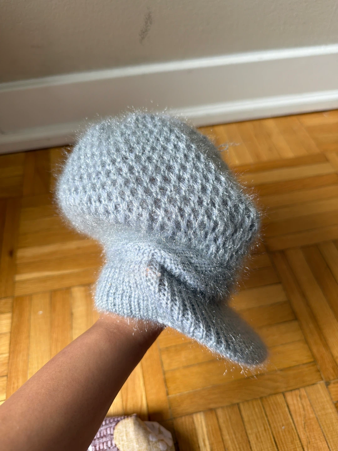 Grey Knit Beanie with Faux Fur Lining - photo 2