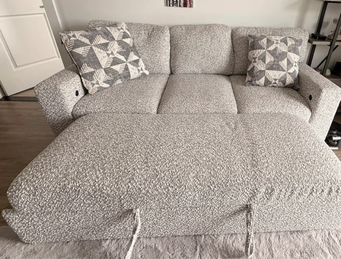 Grey Sofa Bed with Storage Ottoman