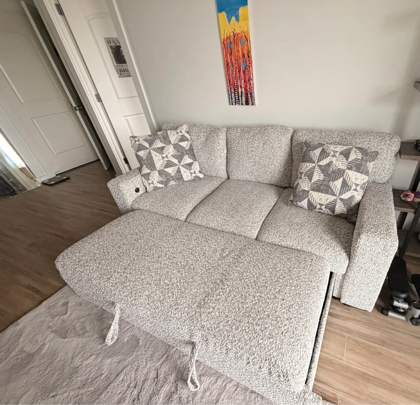 Grey Sofa Bed with Storage Ottoman - photo 2