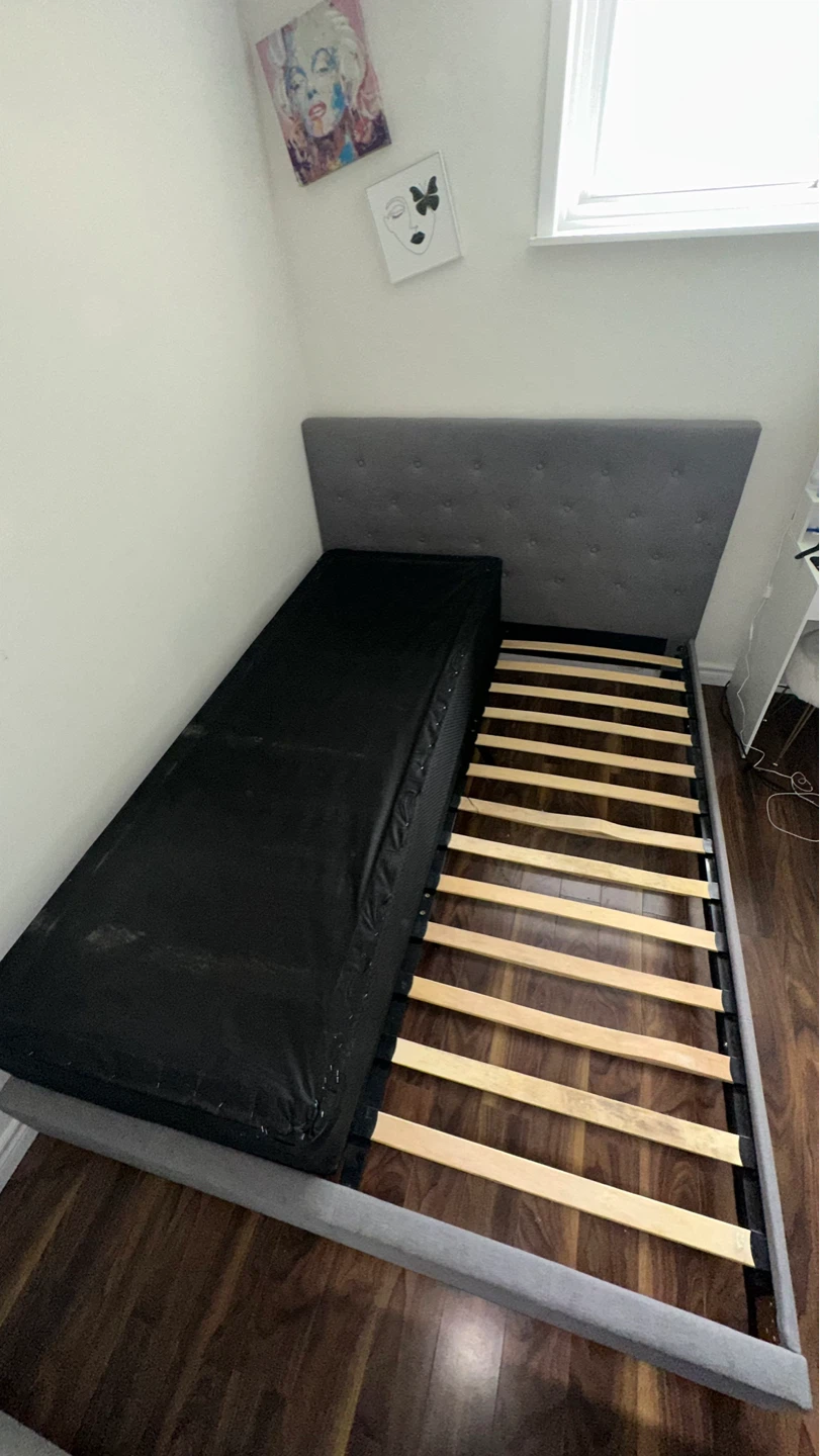 Queen Bed Frame with Tufted Headboard