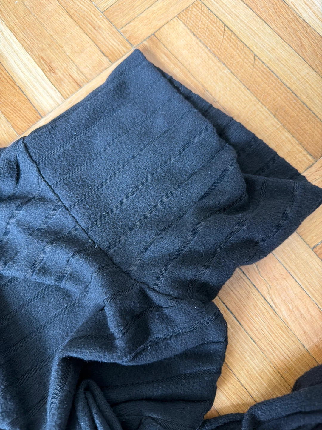 Black Ribbed Turtleneck Dress with Ruched Detailing - photo 4