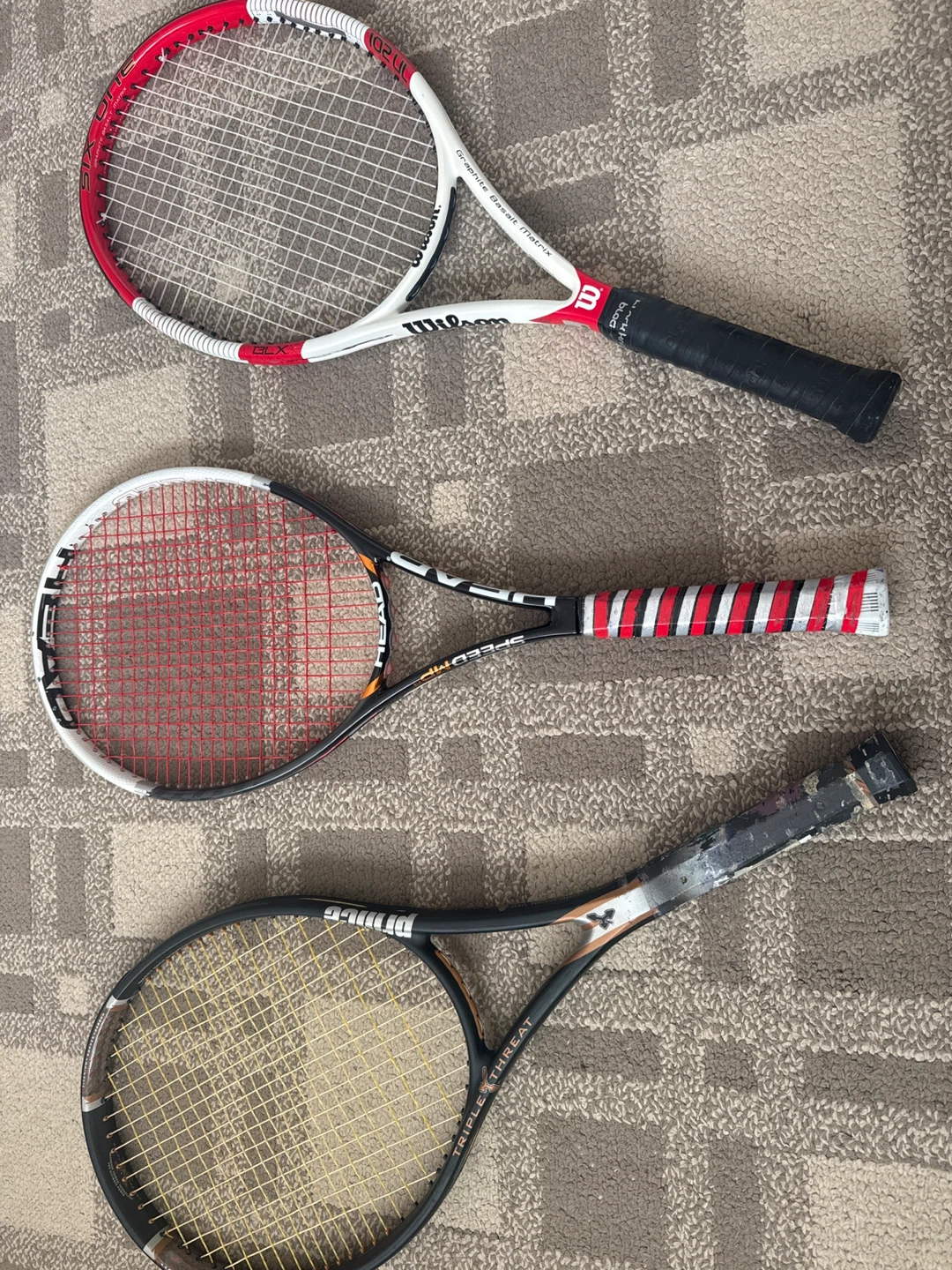 3 Tennis Racquets - Wilson and Prince