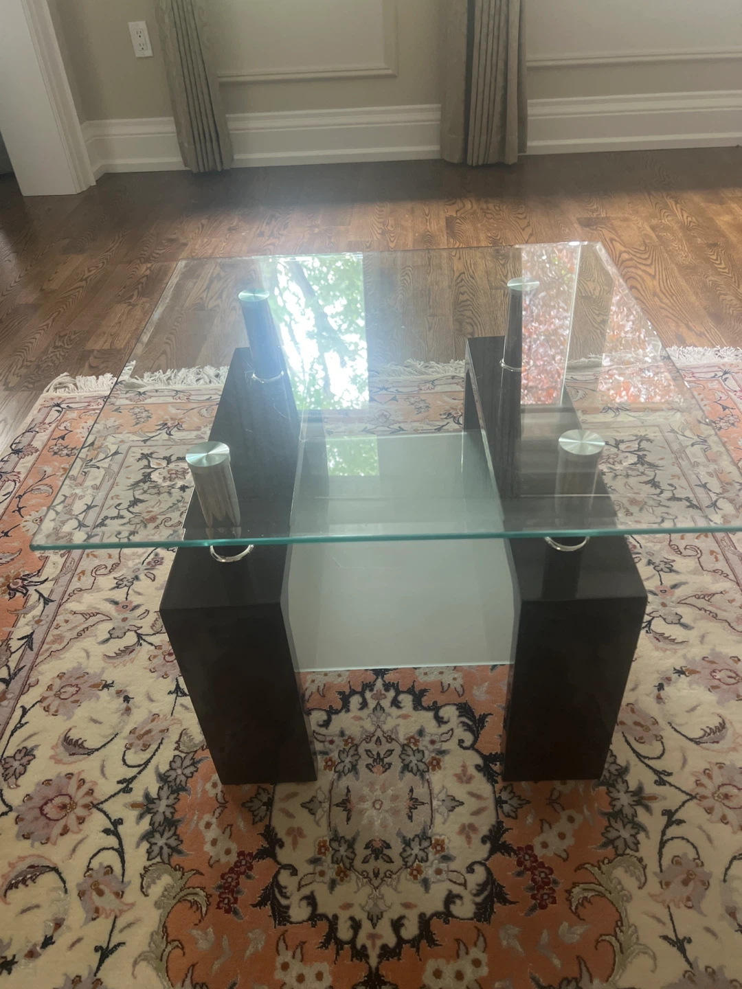 Glass and Dark Wood Coffee Table - photo 3