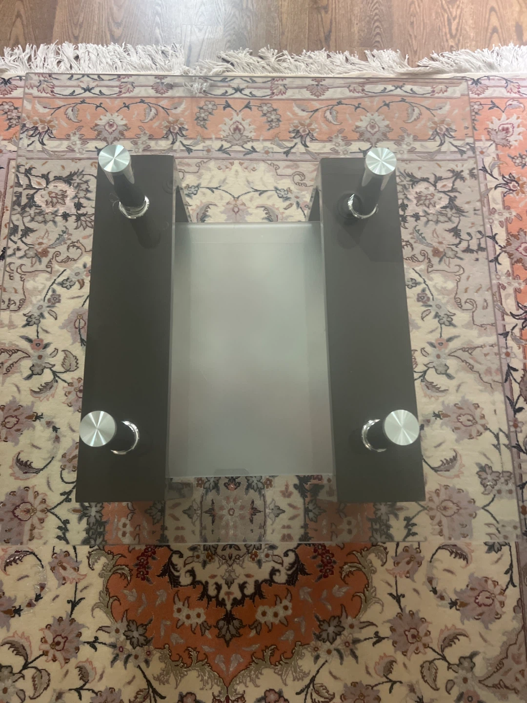 Glass and Dark Wood Coffee Table - photo 2