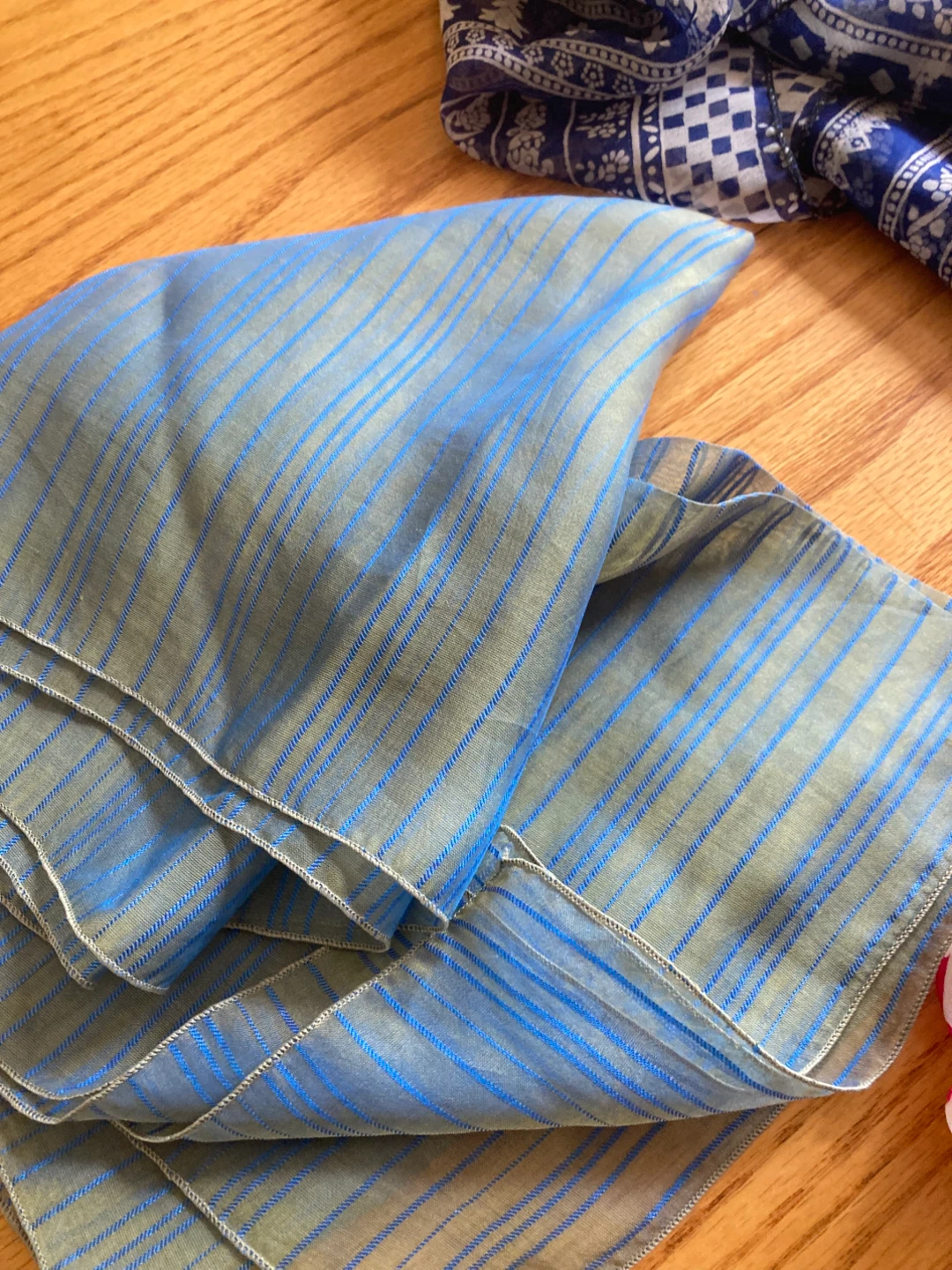3 Scarves: Blue Floral, Blue Striped, and Pink Floral - photo 4