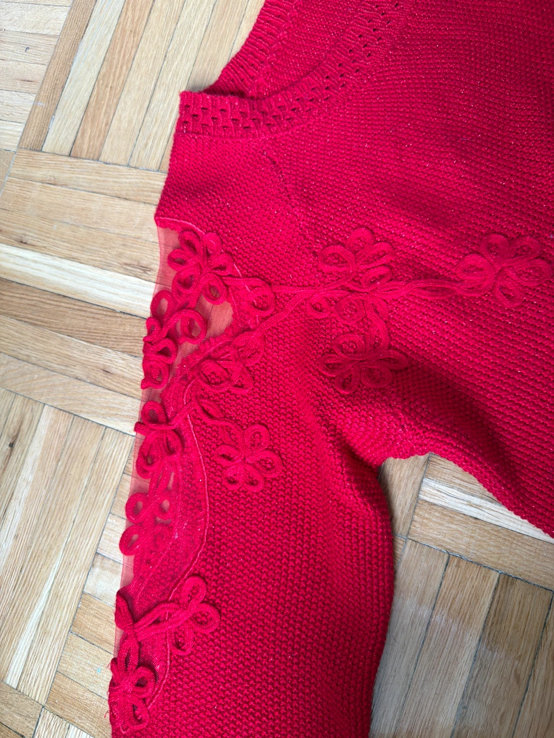 Red Sweater with Lace Detail - photo 3