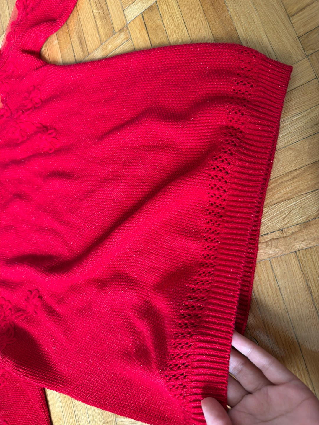 Red Sweater with Lace Detail - photo 2