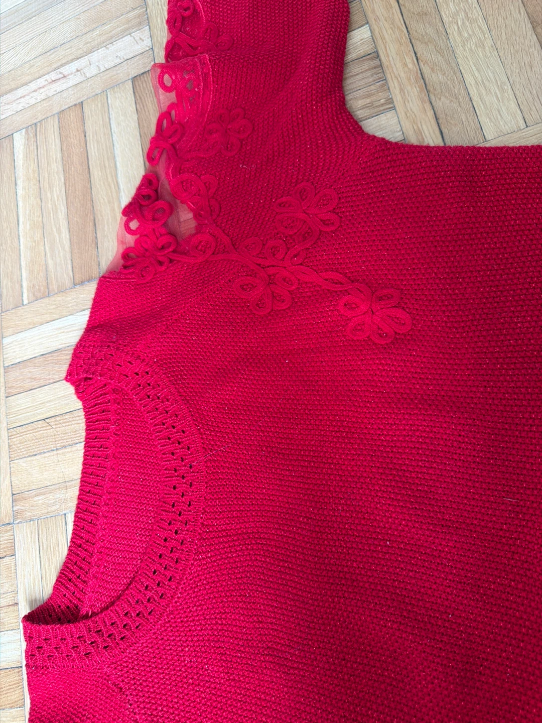 Red Sweater with Lace Detail - photo 4