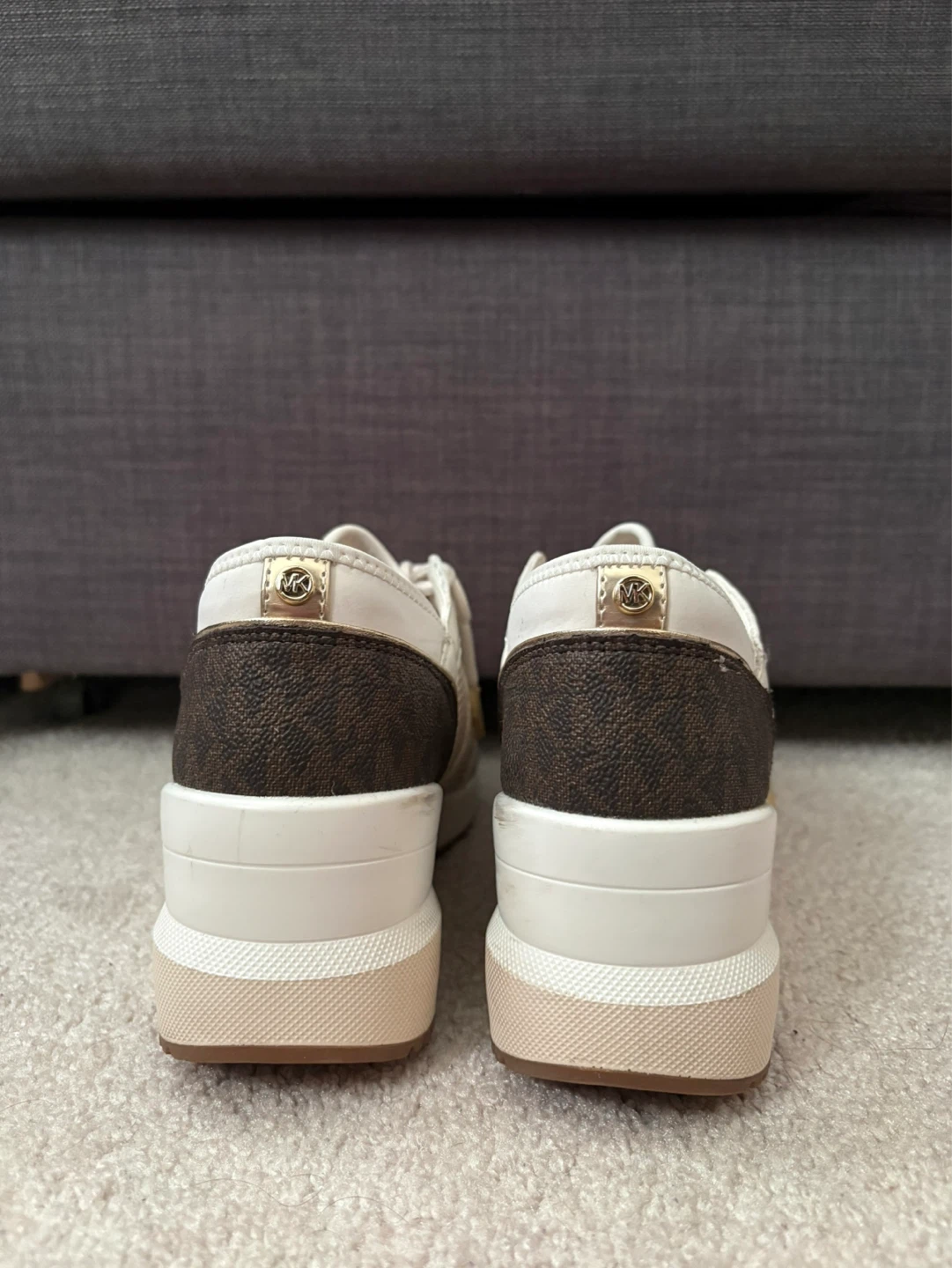 WORN ONCE - Michael Kors Women's Sneakers - White/Brown MK Logo - photo 3