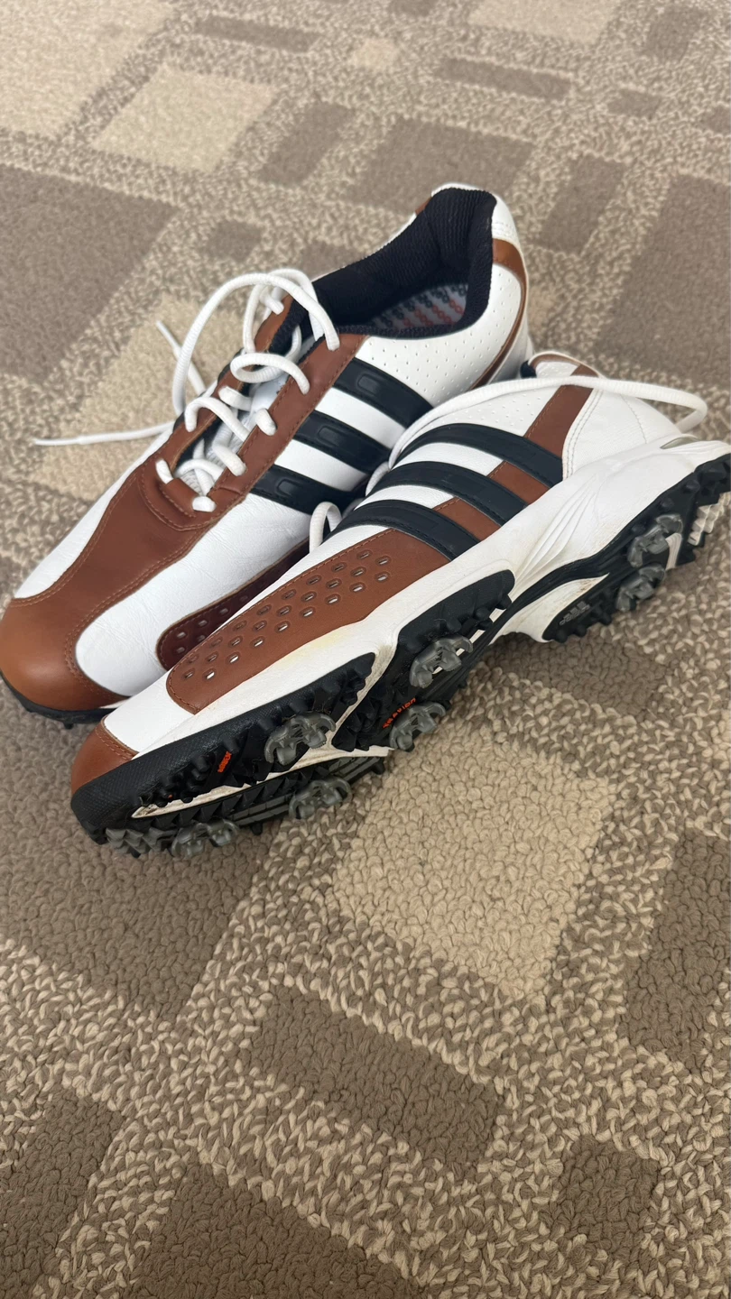 Adidas Golf Shoes - White & Brown