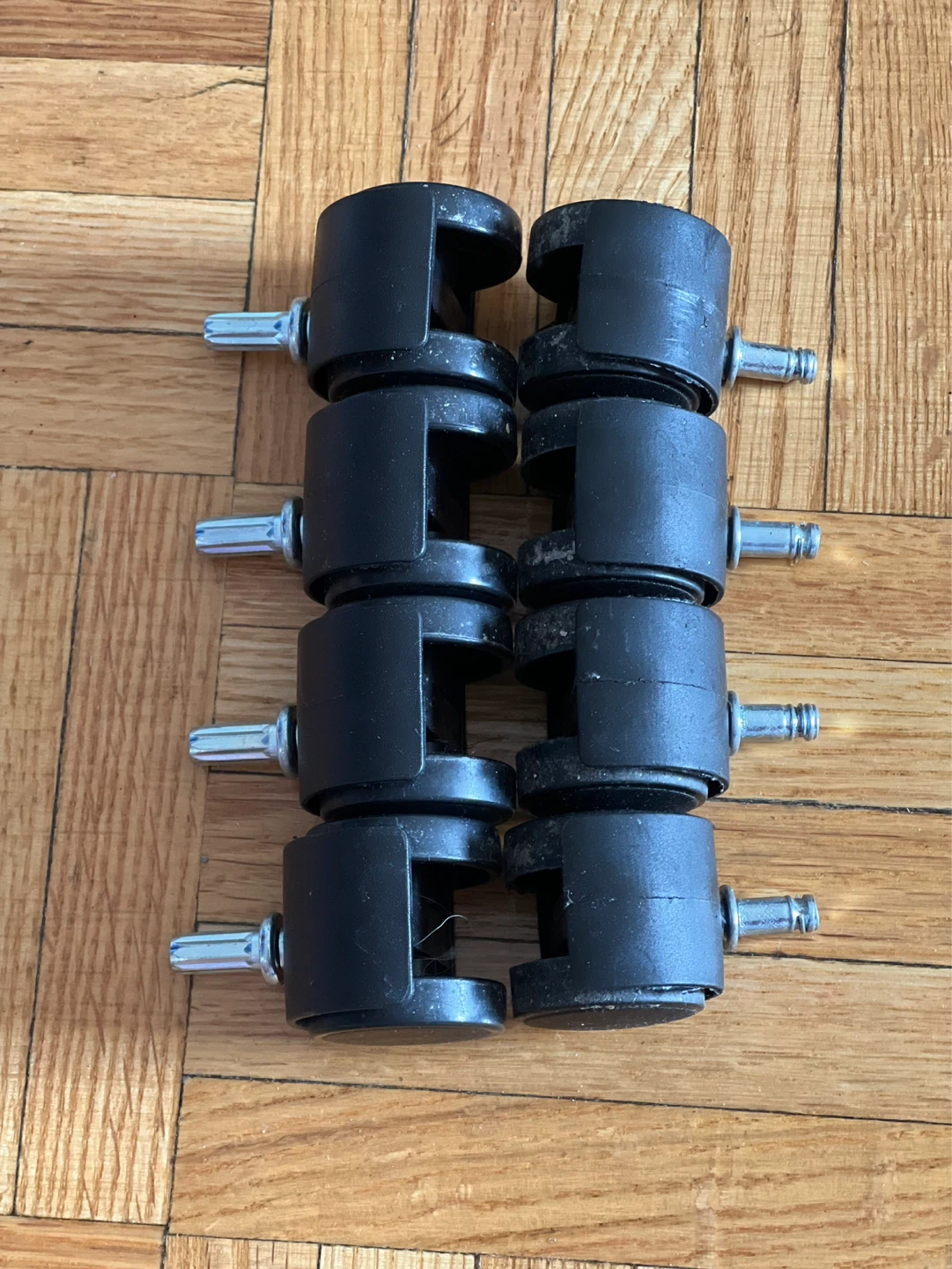 Set of 8 Black Caster Wheels for storage containers or chairs
