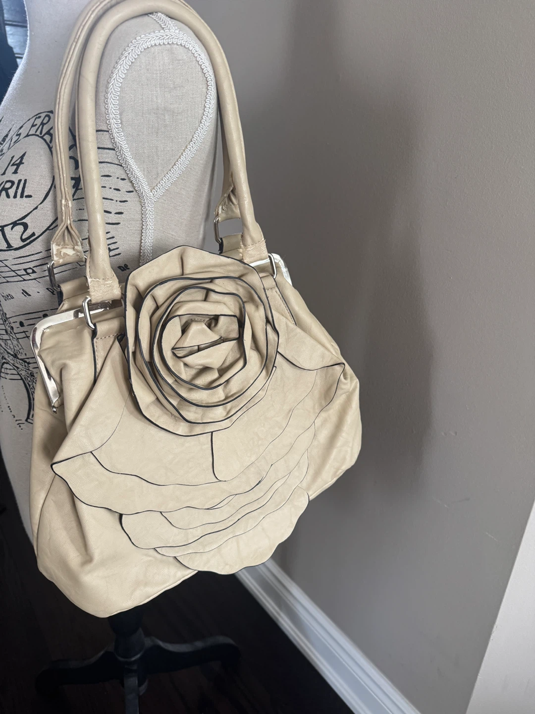 Beige Rose Handbag