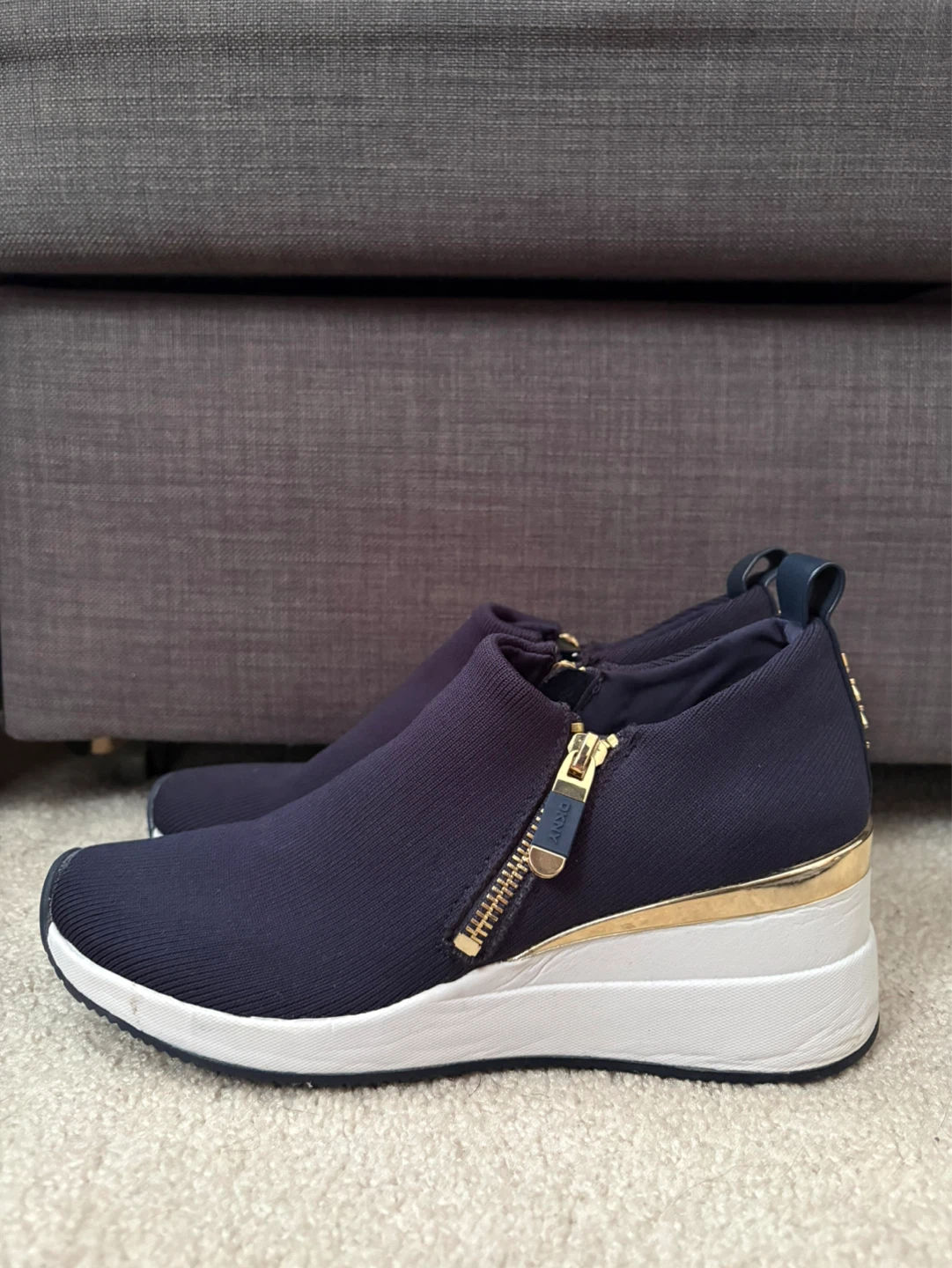 WORN ONCE - DKNY Sneakers with Gold Zippers Size 8.5