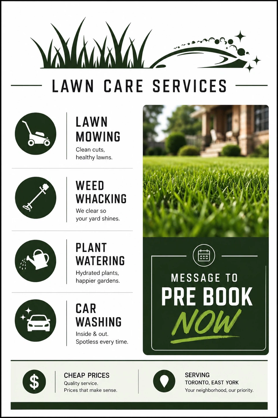Lawn care & car washing services (pre book)