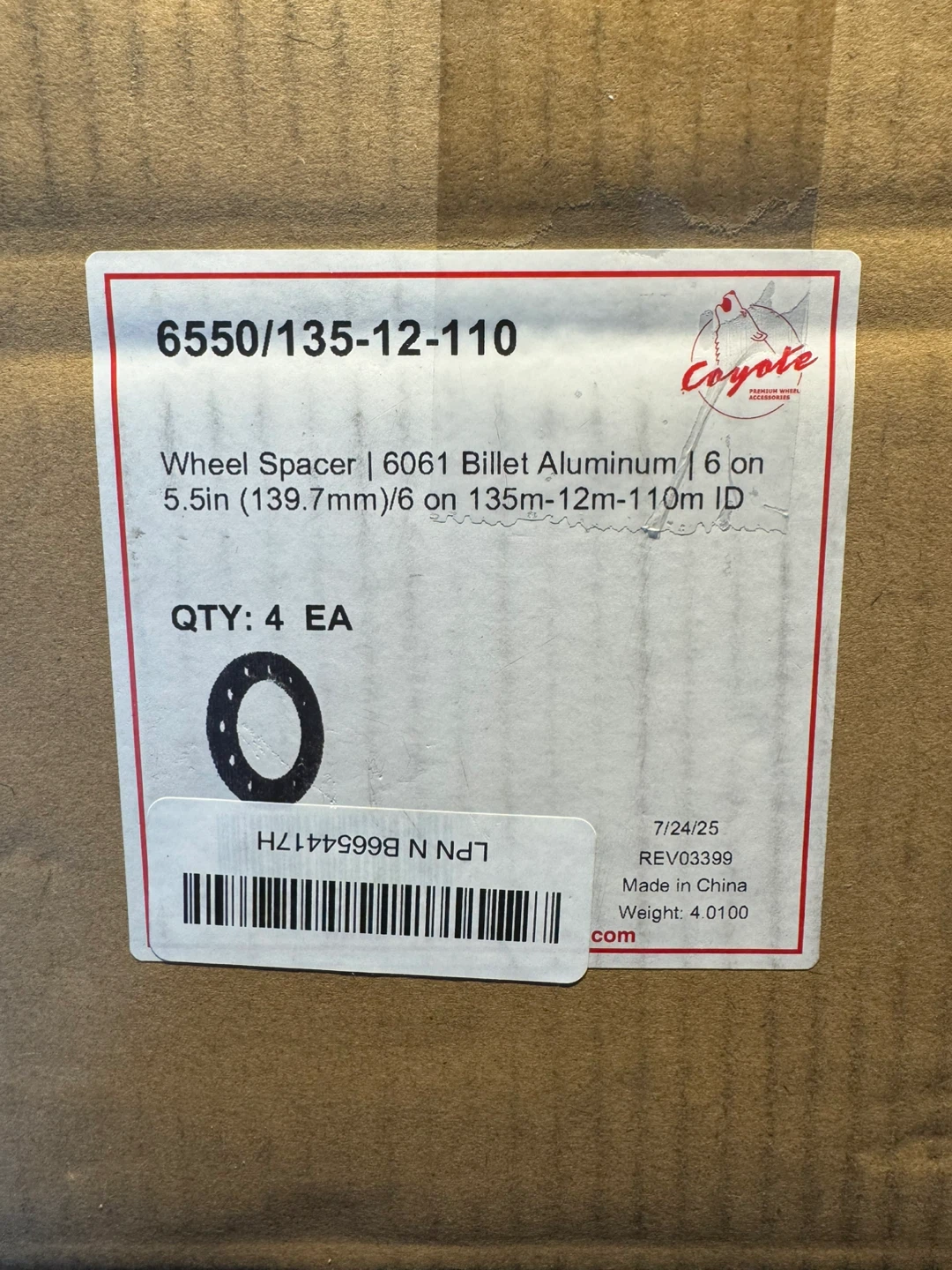 Coyote Billet Wheel Spacers - set of 4 - BNIB - photo 4