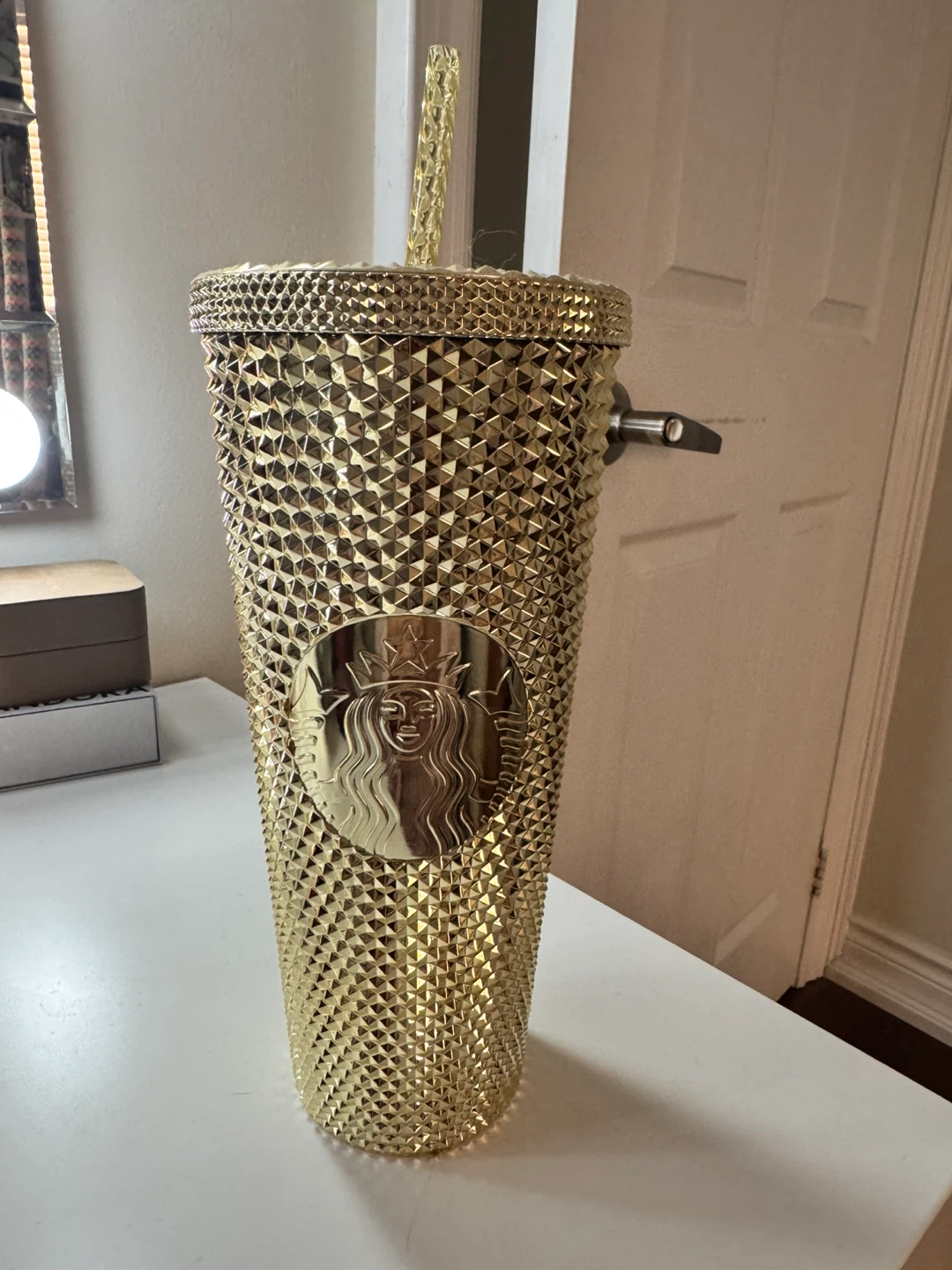 Starbucks Gold Studded Tumbler with Straw