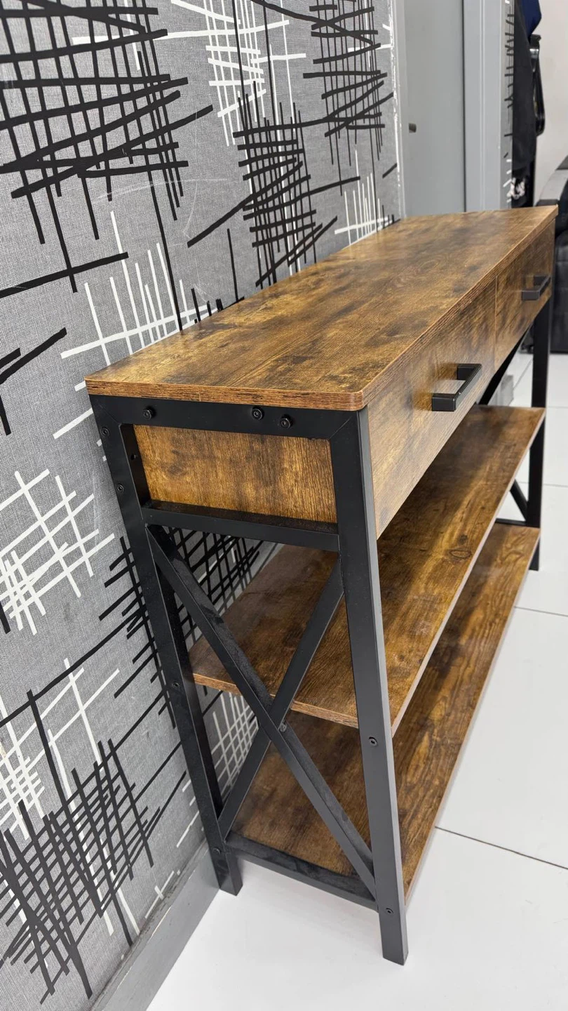 Rustic Wood Console Table with Drawers & Shelves - photo 2