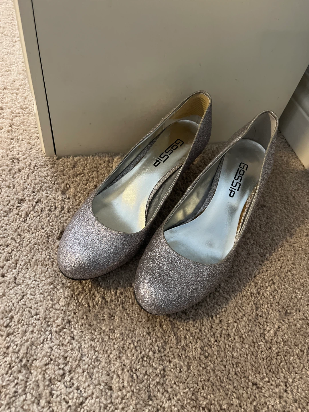 GOSSIP Glitter Heels - Silver, Size 38(7.5)