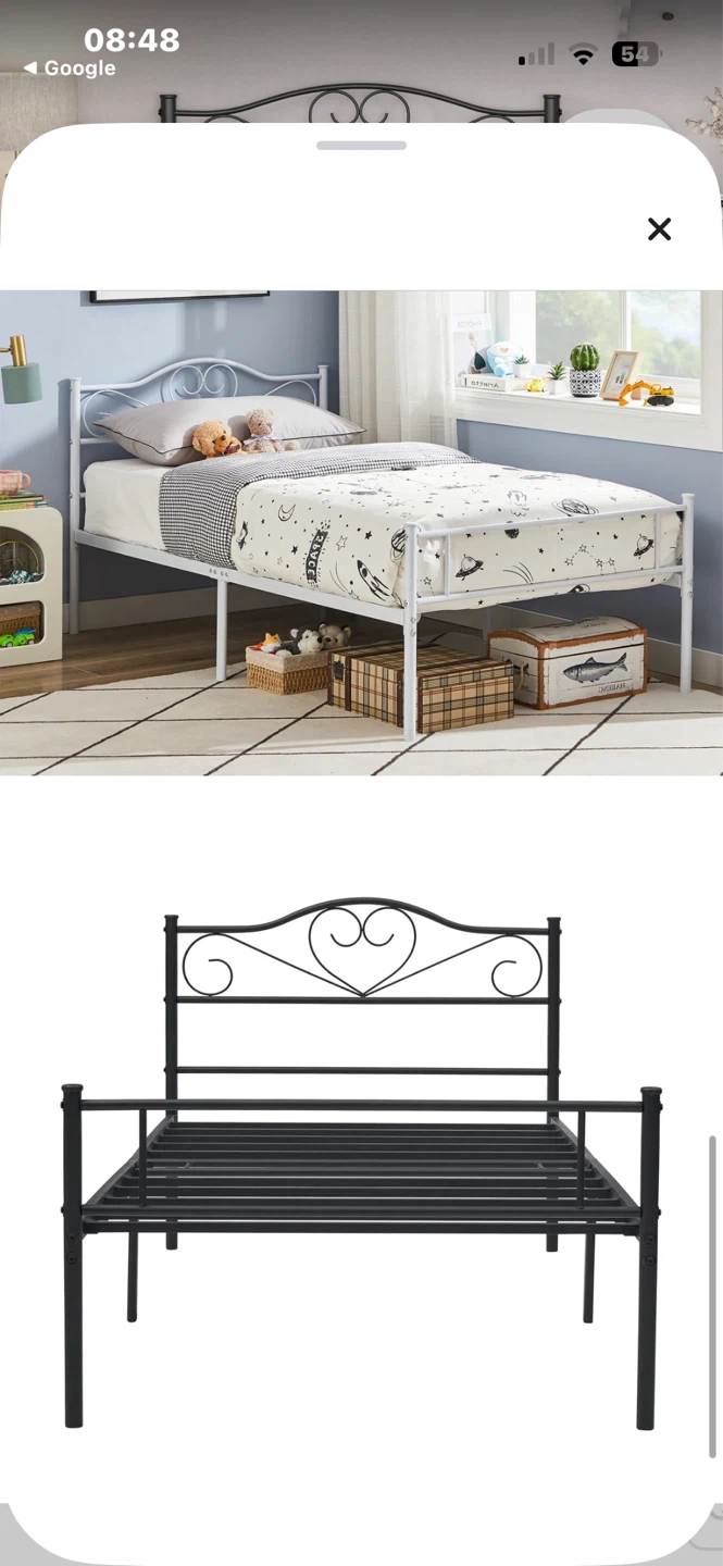 Twin Size Metal Bed Frame with Mattress with Heart Headboard - photo 2