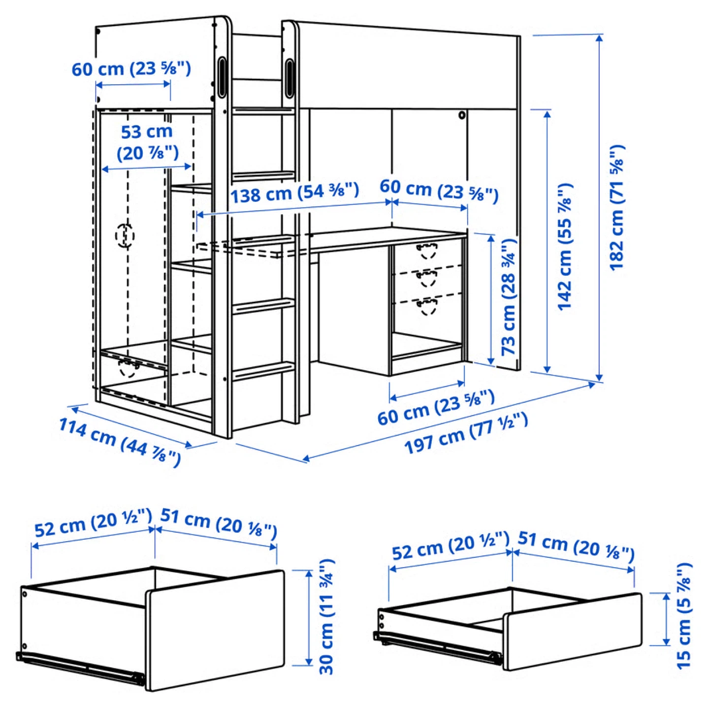 Modern Loft Bed with Study Desk and Storage - photo 3