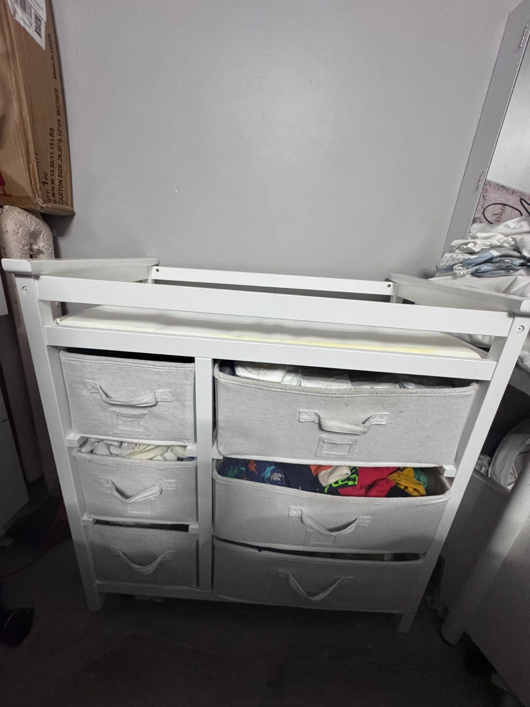 White Changing Table with Storage Bins