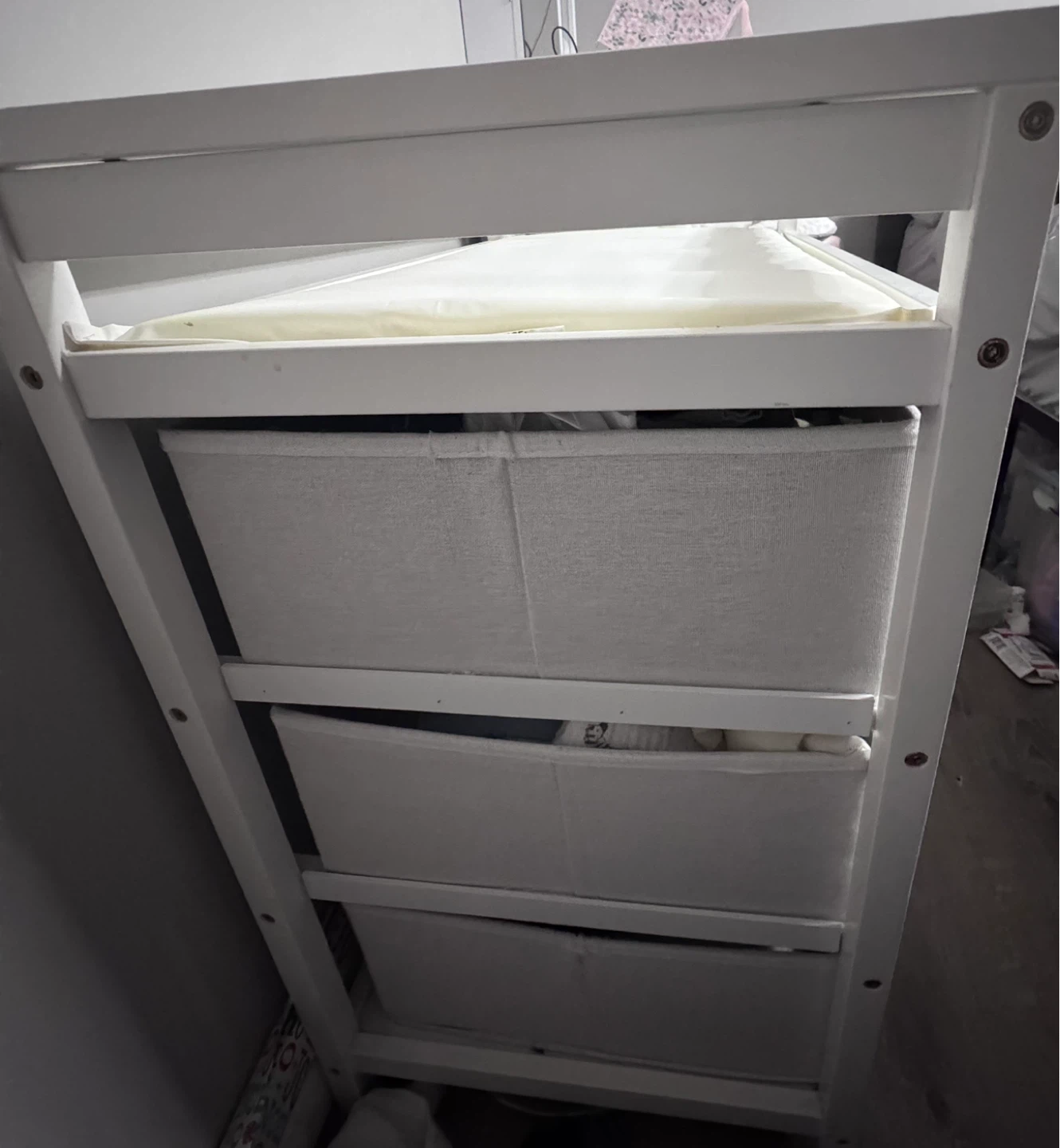 White Changing Table with Storage Bins - photo 2