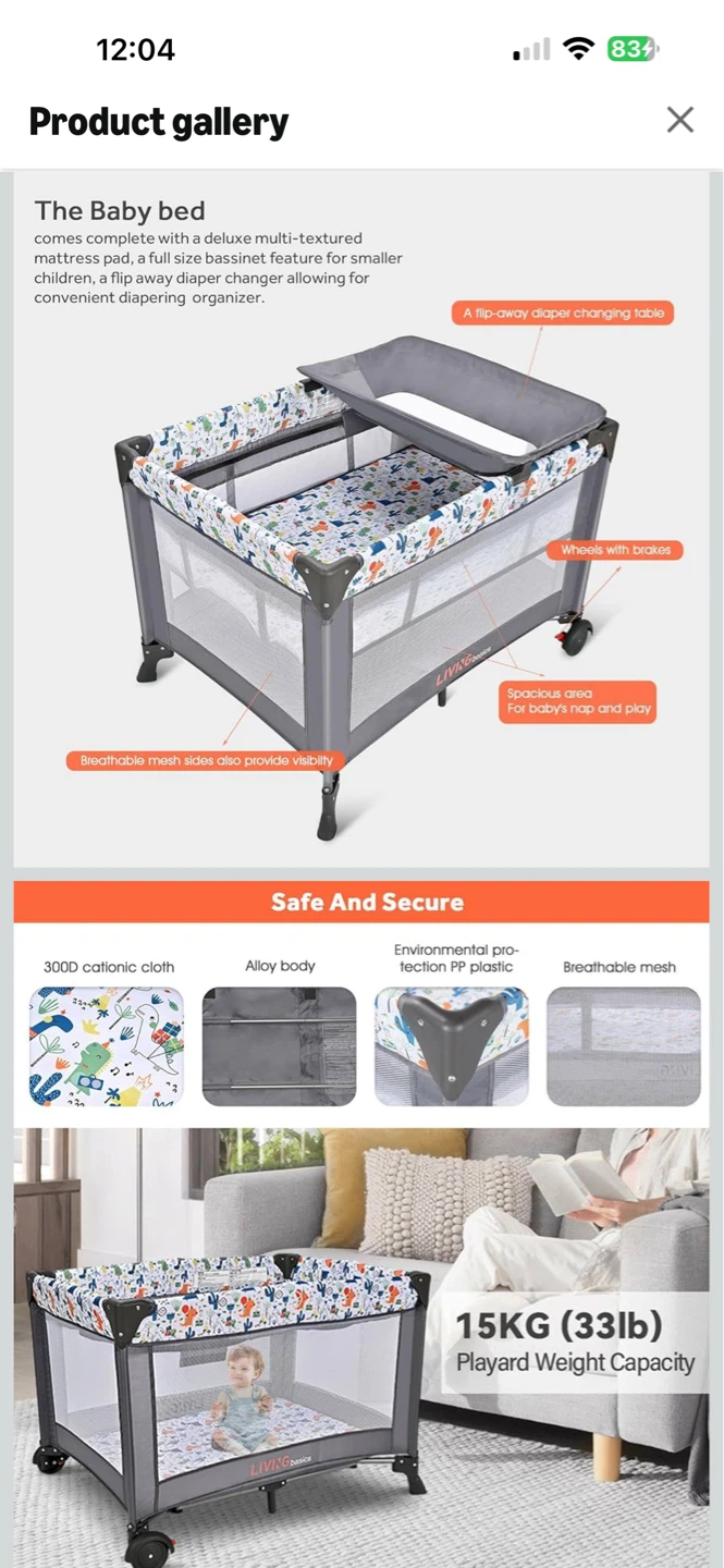 LIVINGBasics Portable Baby Playard and Changing Table - photo 3