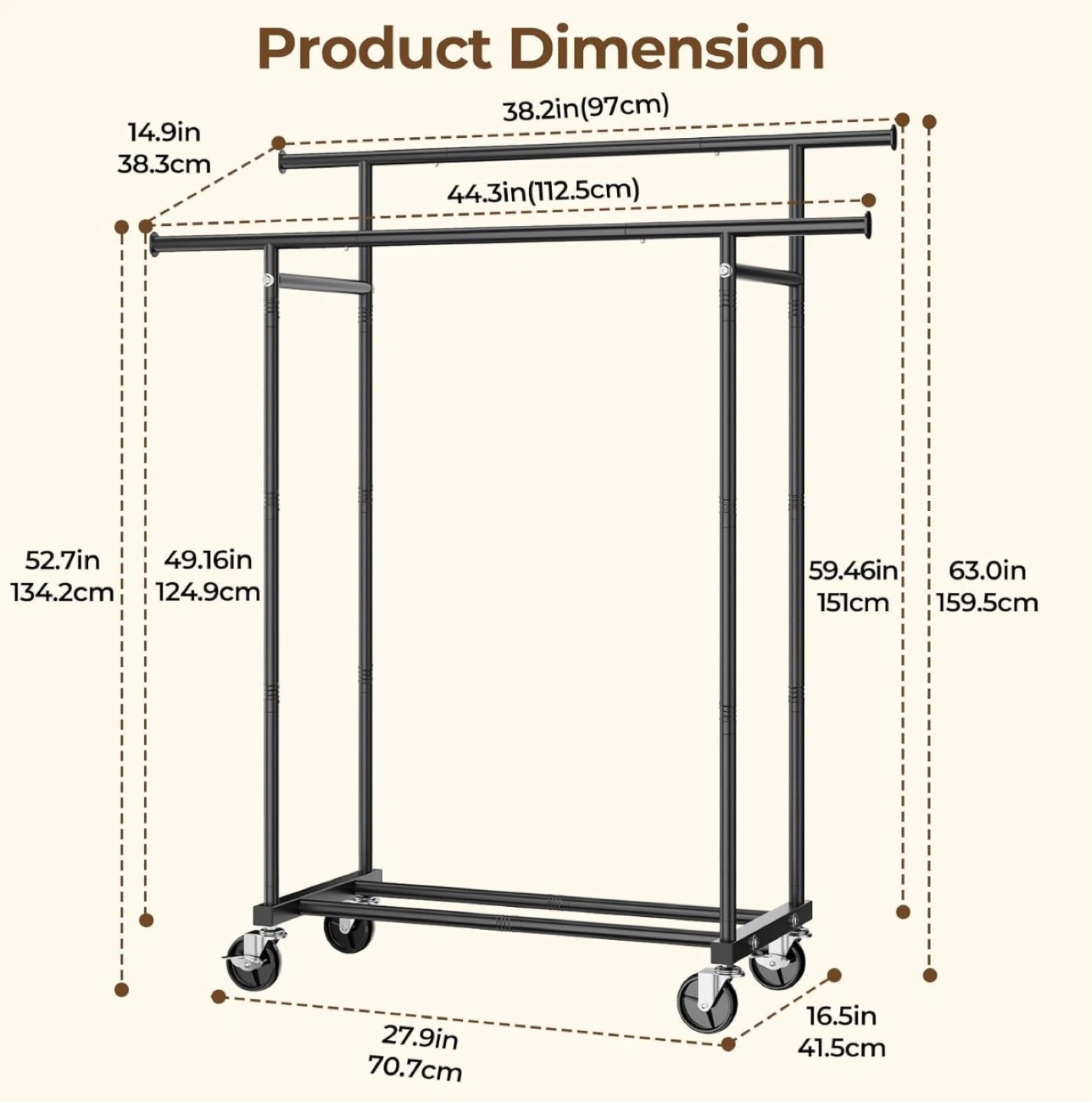 HYSEYY Double Rod Clothing Rack - photo 4