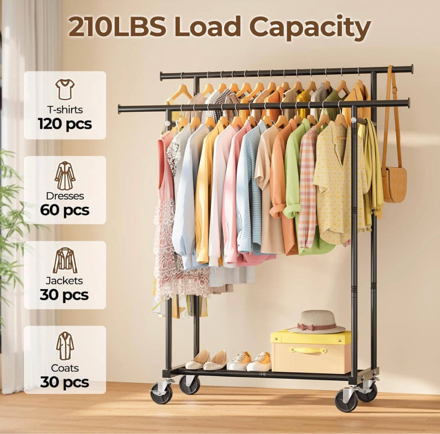 HYSEYY Double Rod Clothing Rack - photo 5