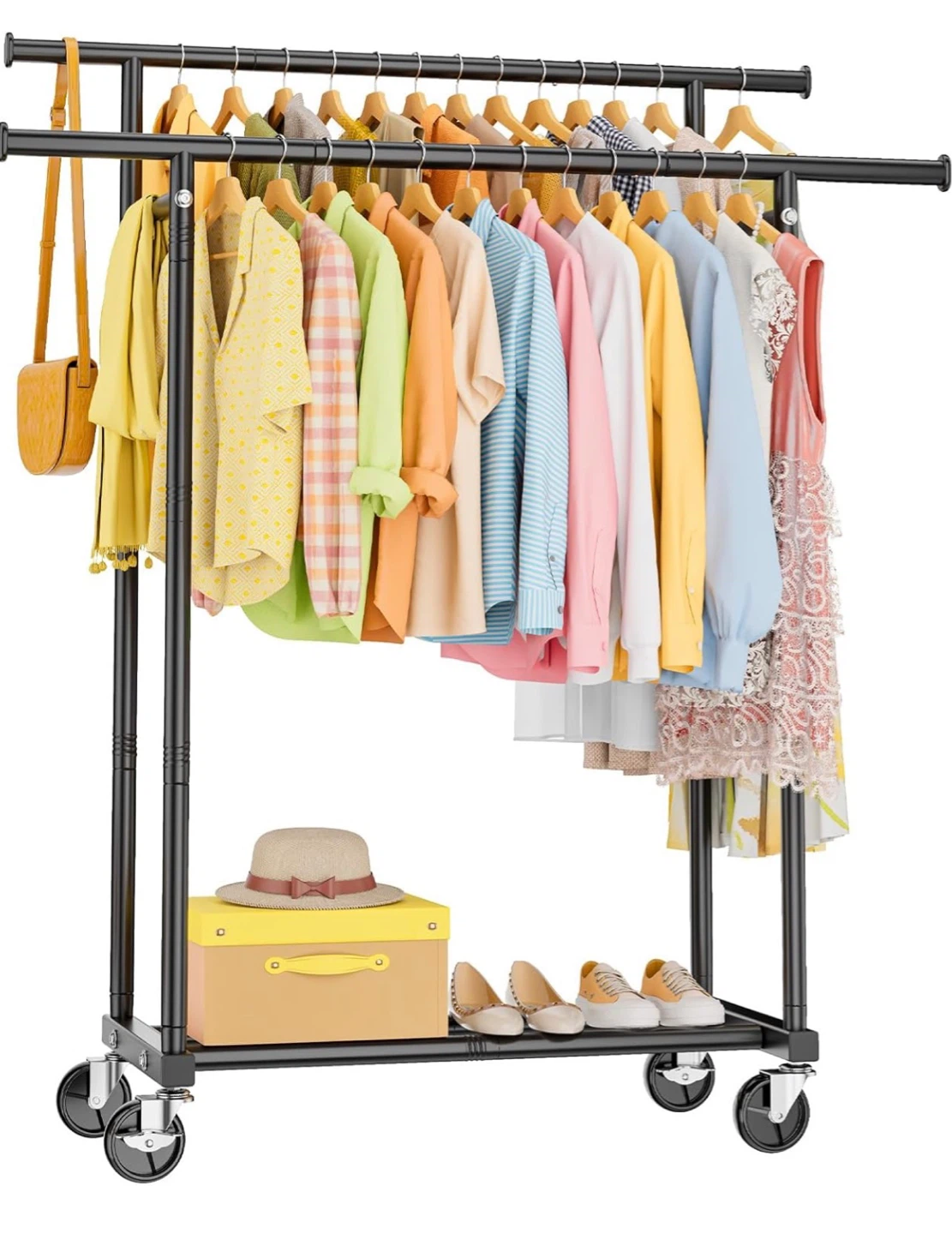 HYSEYY Double Rod Clothing Rack