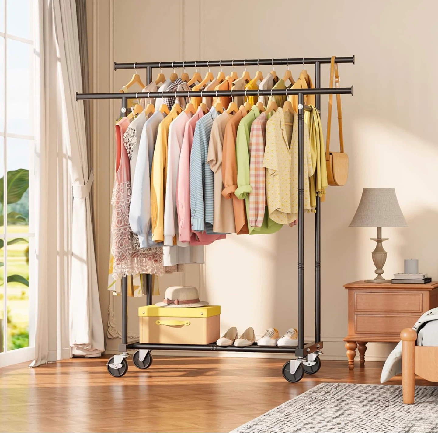 HYSEYY Double Rod Clothing Rack - photo 3