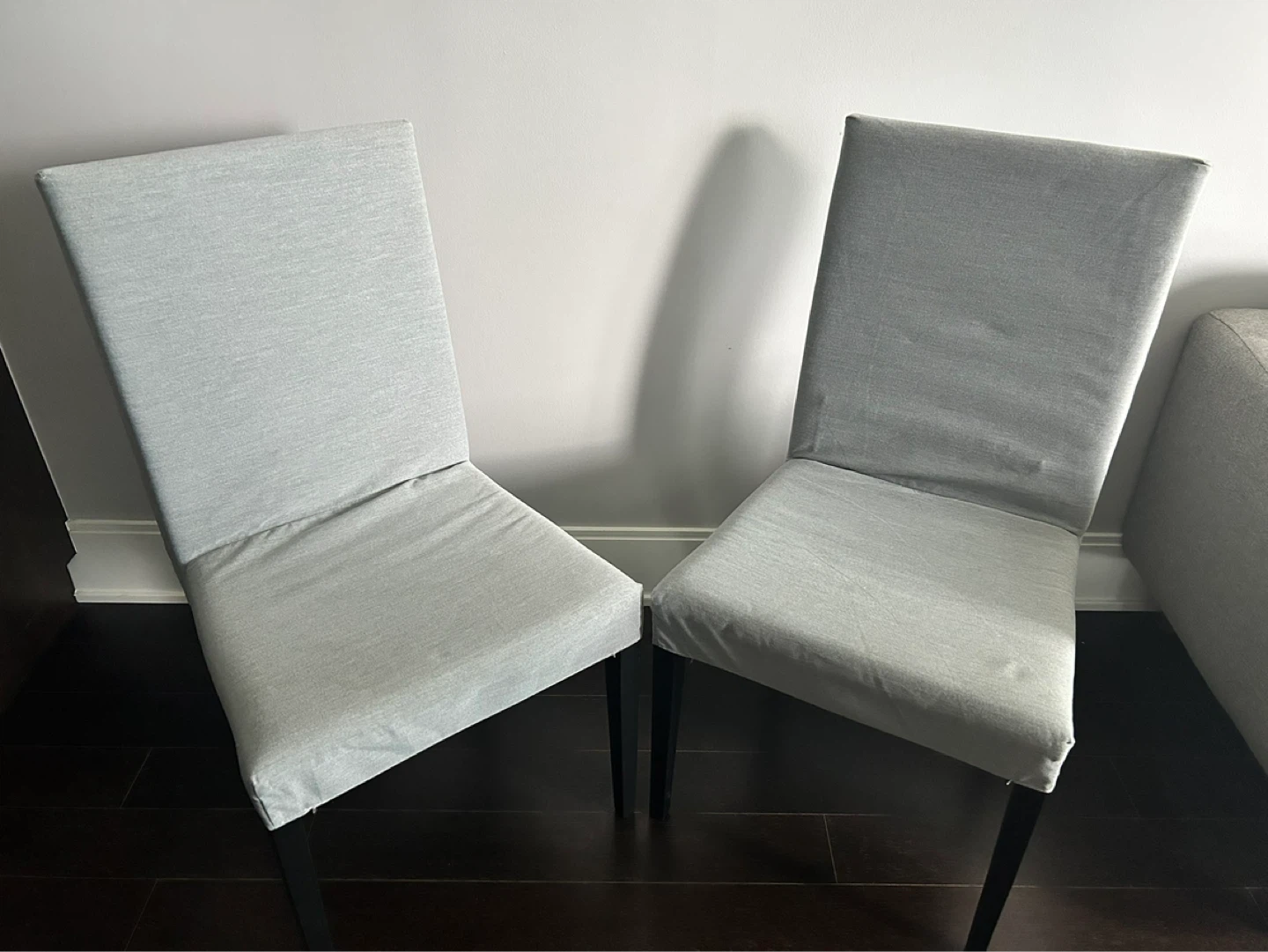 Grey Fabric Dining Chairs (set of 2)- excellent condition