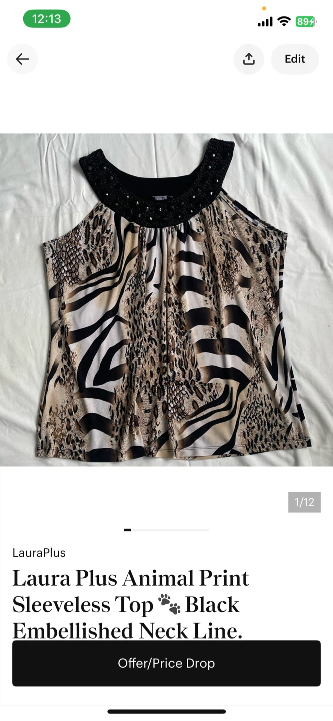Laura Plus Animal Print Sleeveless Top